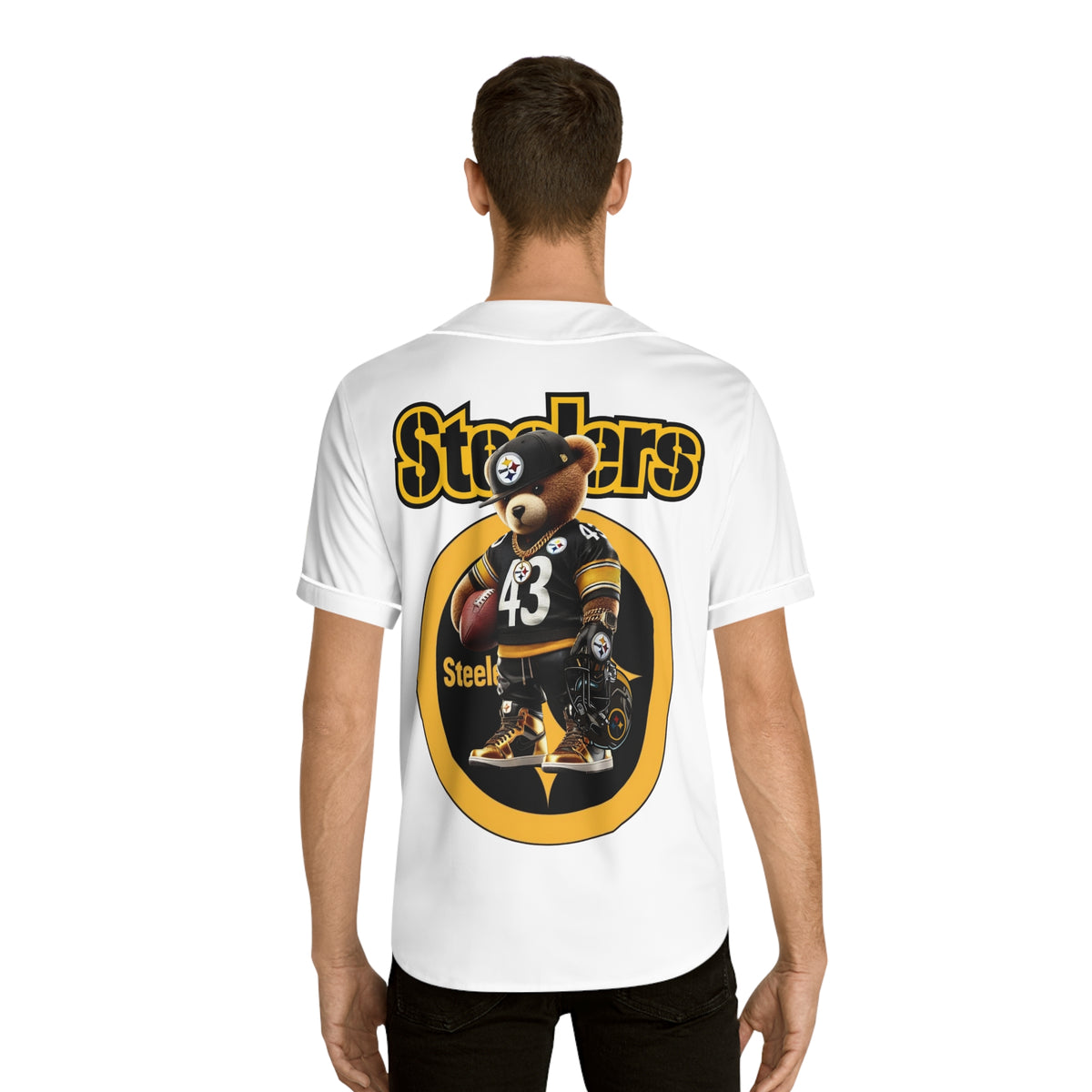 Steelers Stylish Men's Baseball Jersey, Casual Sports Shirt, Perfect for Game Day, Fan Apparel, Gift for Sports Enthusiasts, Summer Wear