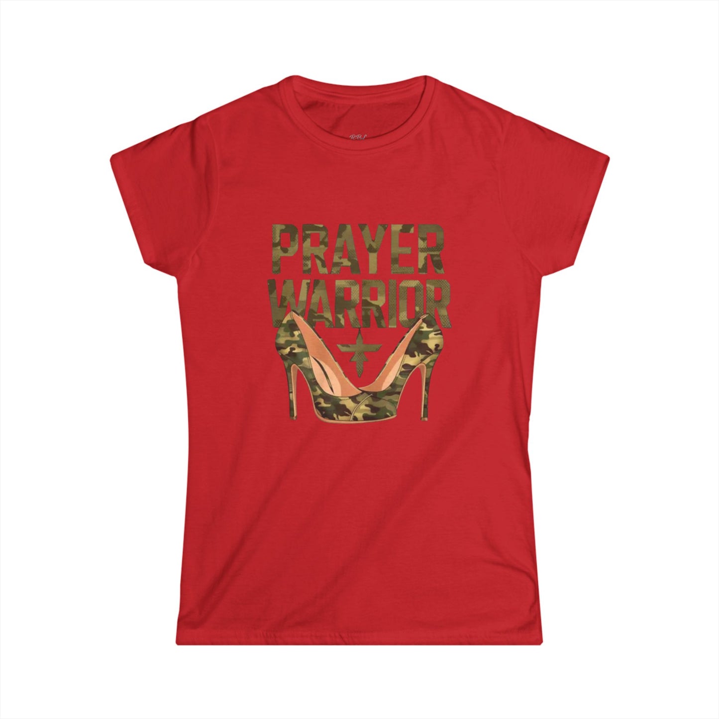Prayer Warrior Women's Softstyle Tee - Camo High Heels Graphic Shirt
