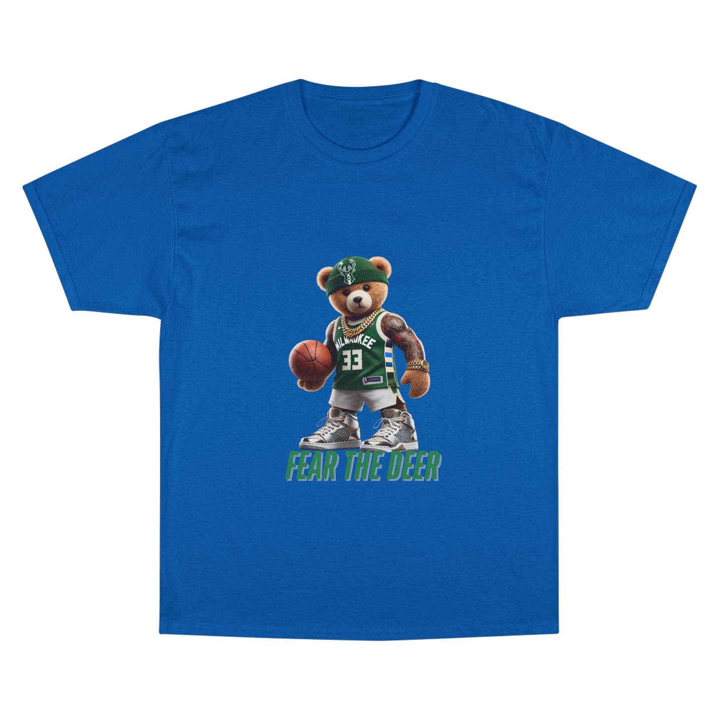 Champion T-Shirt with Fear the Deer Design for Sports Lovers, Gift for Basketball Fans, Casual Wear, Team Spirit Shirt