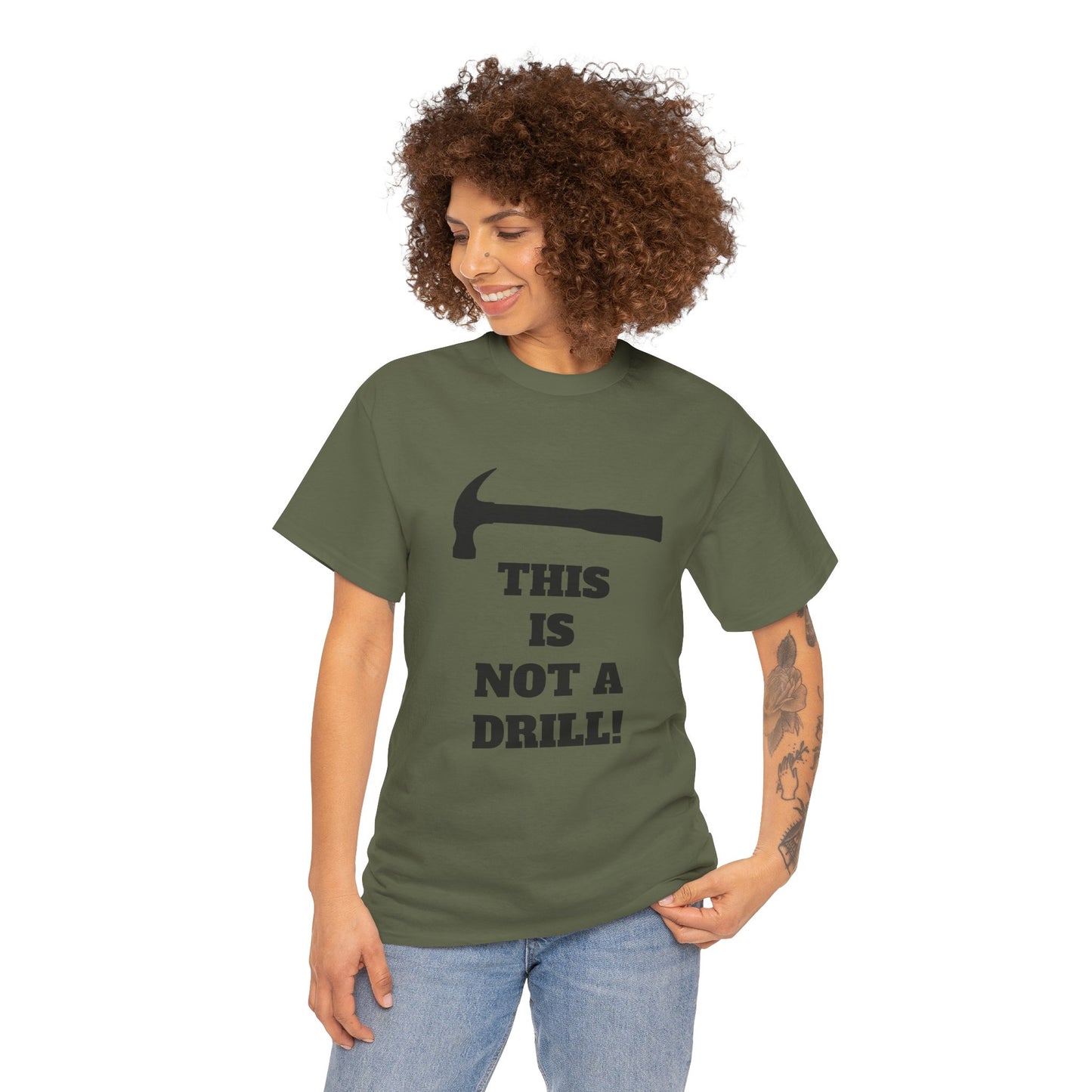 Humorous Unisex Heavy Cotton Tee - 'This Is Not a Drill' - Funny Gift for DIY Enthusiasts, Casual Wear, Housewarming, Men & Women