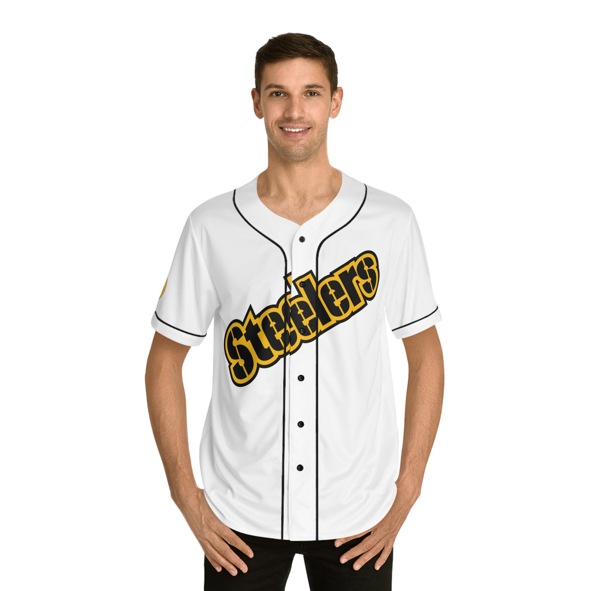 Steelers Stylish Men's Baseball Jersey, Casual Sports Shirt, Perfect for Game Day, Fan Apparel, Gift for Sports Enthusiasts, Summer Wear