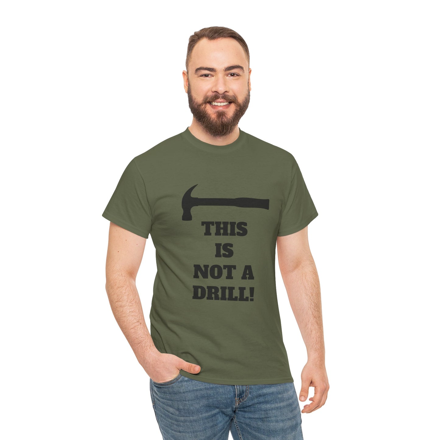 Humorous Unisex Heavy Cotton Tee - 'This Is Not a Drill' - Funny Gift for DIY Enthusiasts, Casual Wear, Housewarming, Men & Women