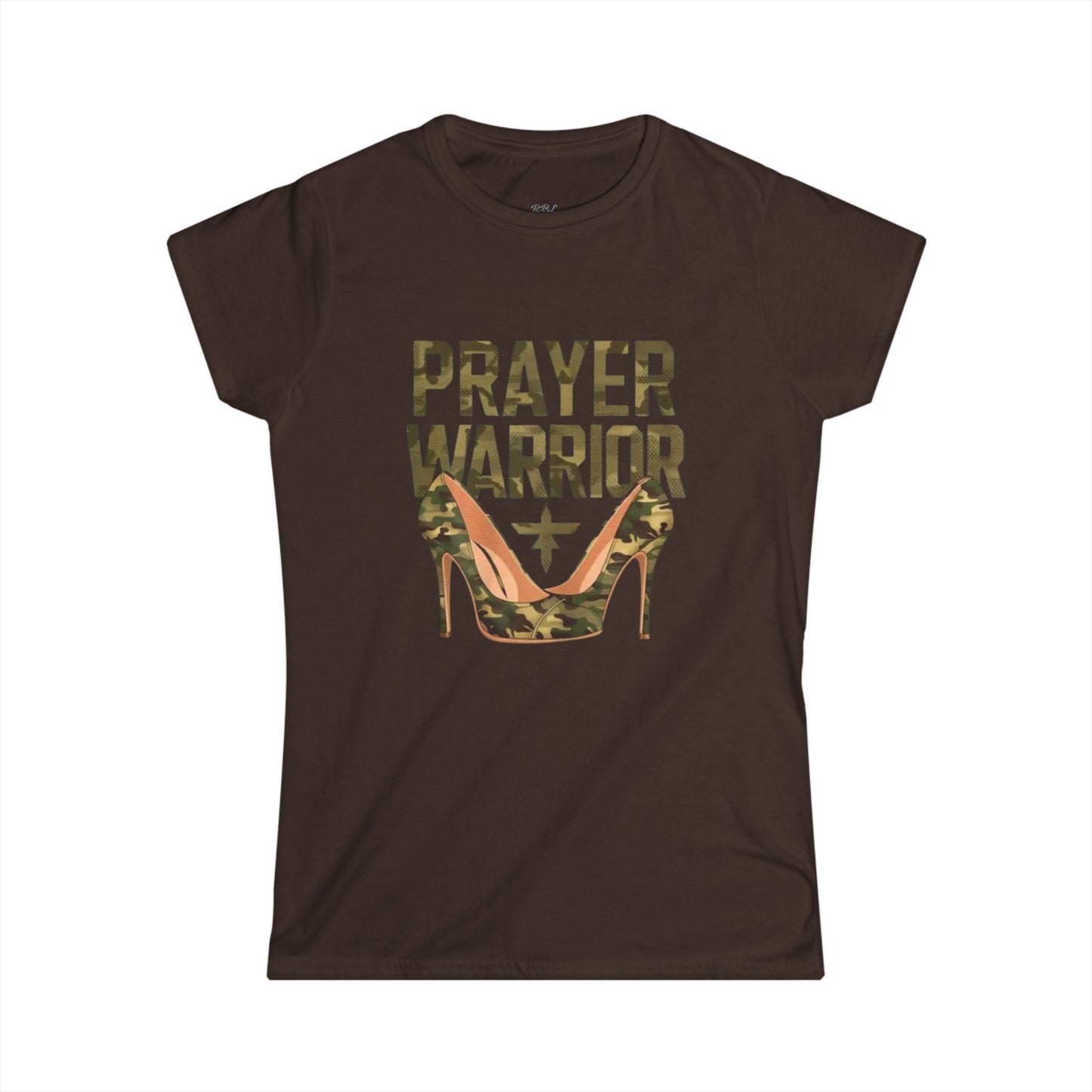 Prayer Warrior Women's Softstyle Tee - Camo High Heels Graphic Shirt