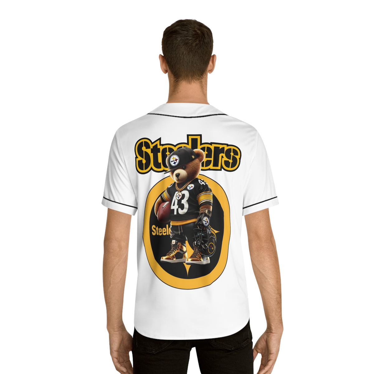 Steelers Stylish Men's Baseball Jersey, Casual Sports Shirt, Perfect for Game Day, Fan Apparel, Gift for Sports Enthusiasts, Summer Wear