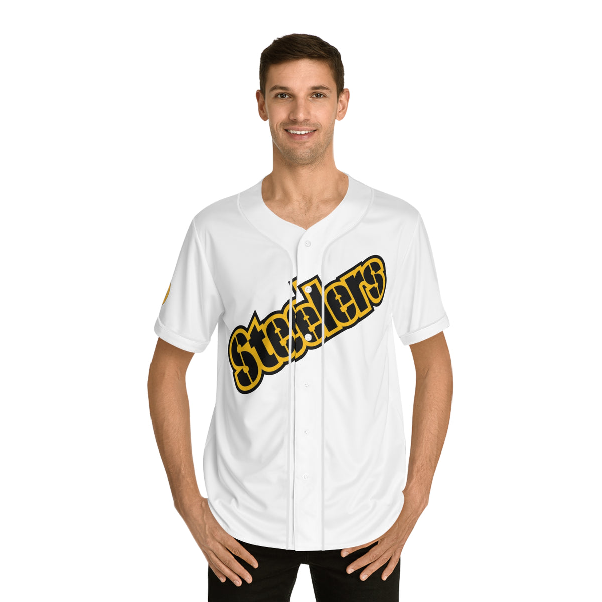 Steelers Stylish Men's Baseball Jersey, Casual Sports Shirt, Perfect for Game Day, Fan Apparel, Gift for Sports Enthusiasts, Summer Wear
