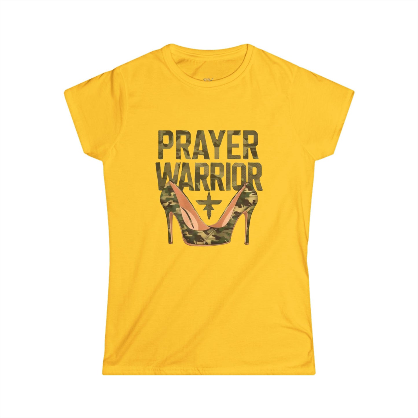 Prayer Warrior Women's Softstyle Tee - Camo High Heels Graphic Shirt