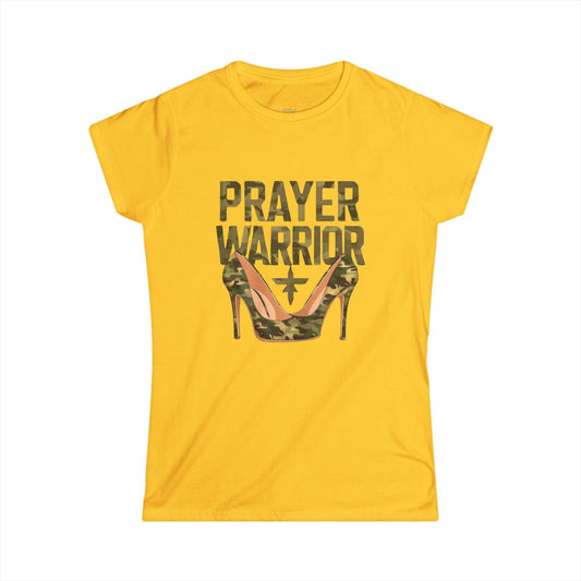 Prayer Warrior Women's Softstyle Tee - Camo High Heels Graphic Shirt