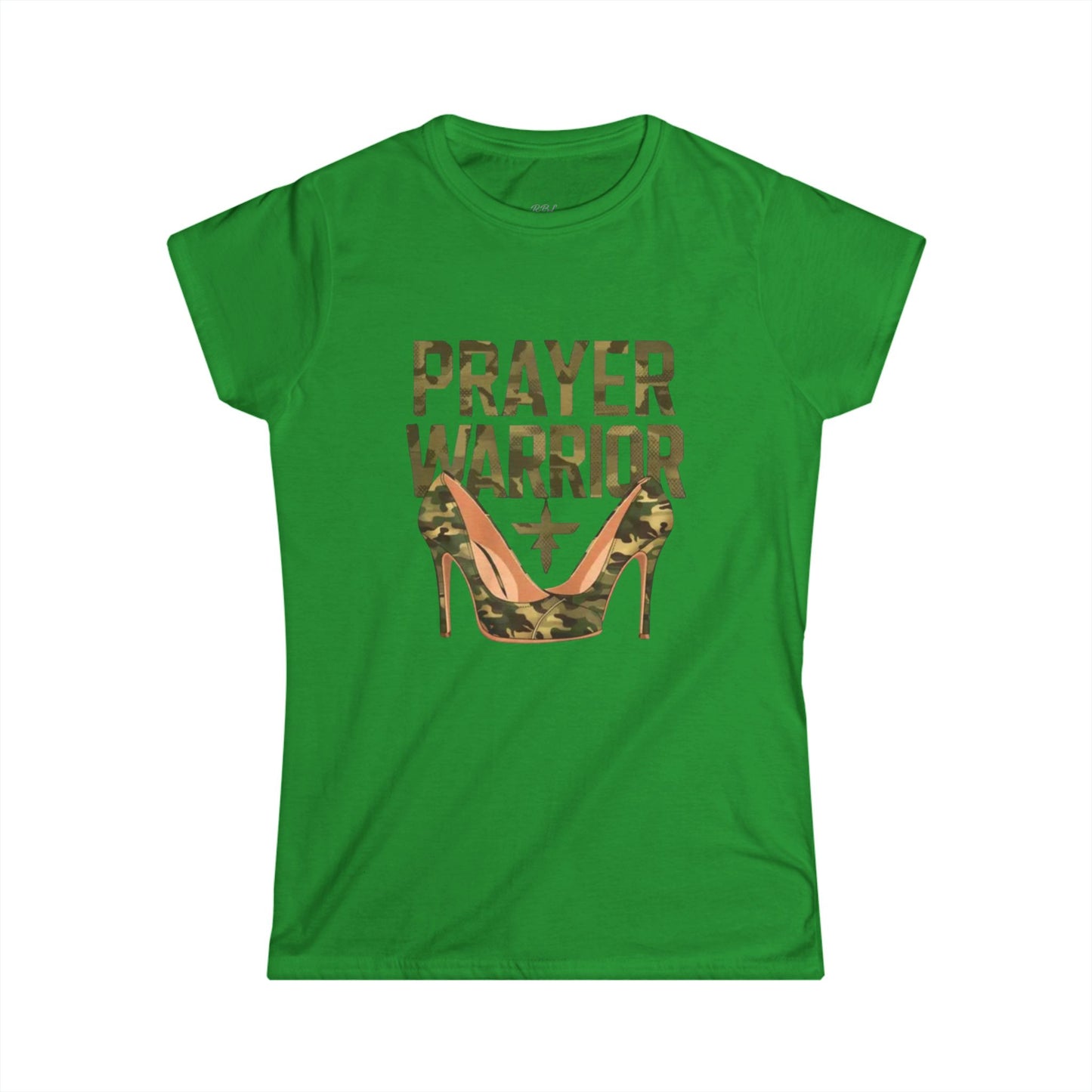Prayer Warrior Women's Softstyle Tee - Camo High Heels Graphic Shirt