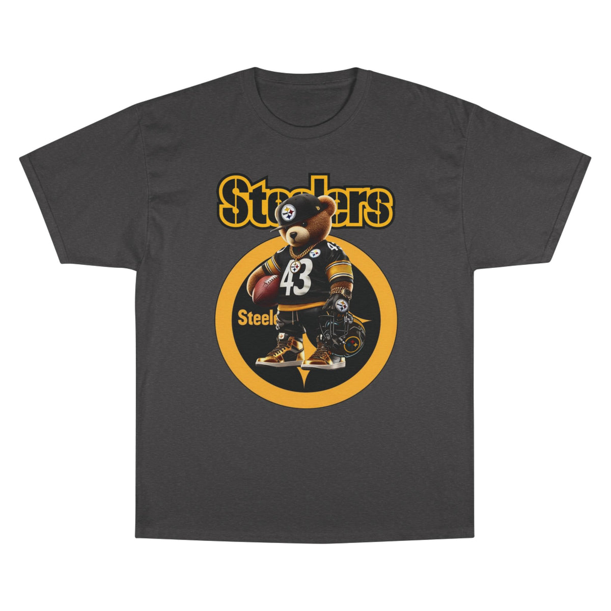 Steelers Champion T-Shirt with Football Bear Design - Casual Graphic Tee for Sport Lovers