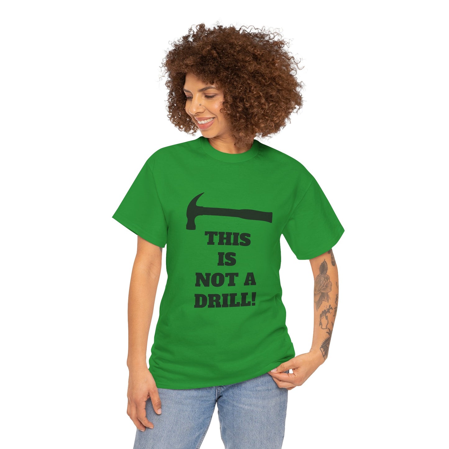Humorous Unisex Heavy Cotton Tee - 'This Is Not a Drill' - Funny Gift for DIY Enthusiasts, Casual Wear, Housewarming, Men & Women