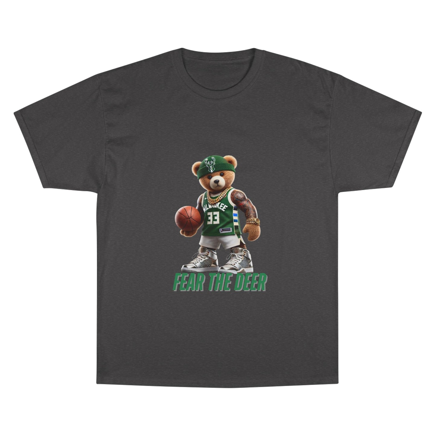 Champion T-Shirt with Fear the Deer Design for Sports Lovers, Gift for Basketball Fans, Casual Wear, Team Spirit Shirt