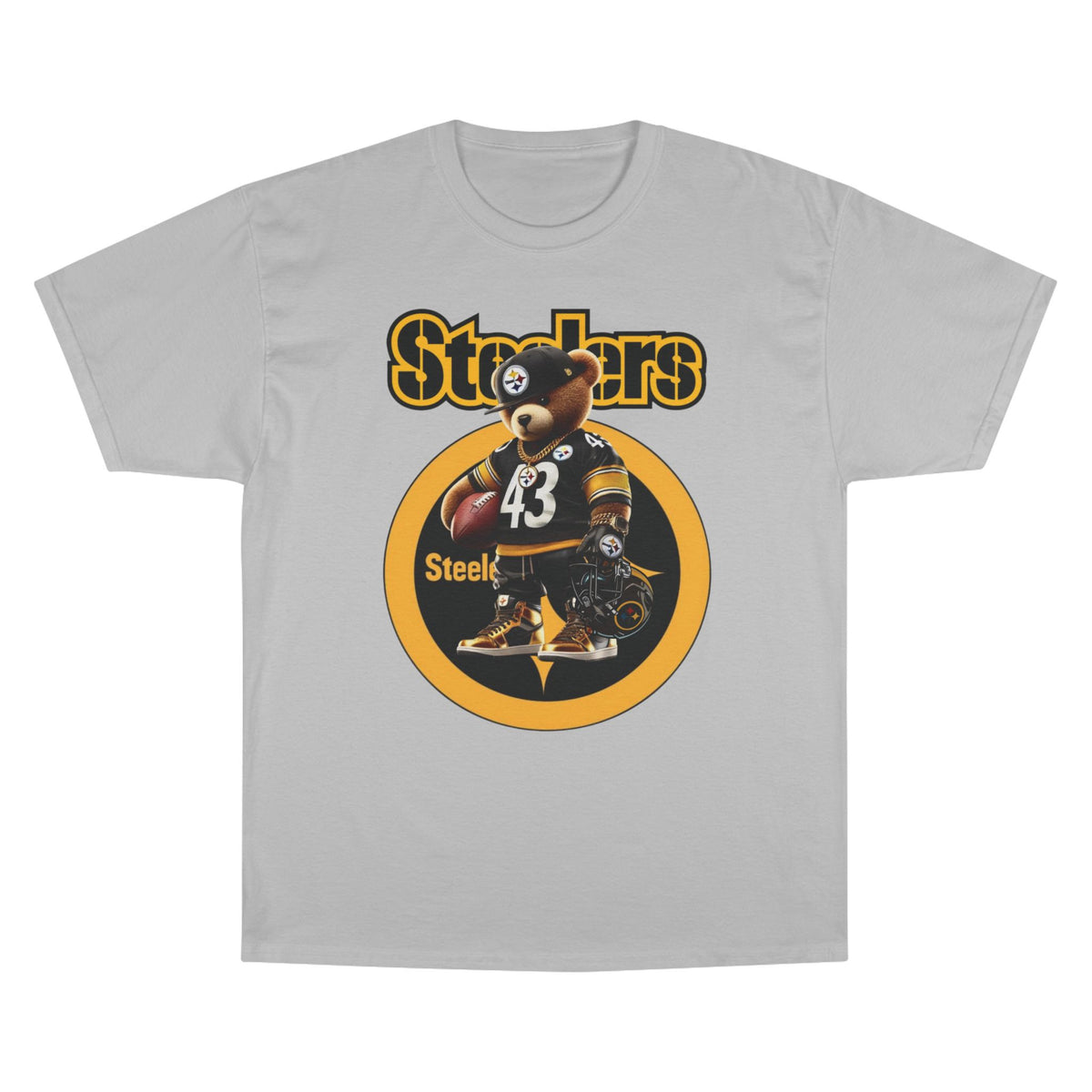 Steelers Champion T-Shirt with Football Bear Design - Casual Graphic Tee for Sport Lovers