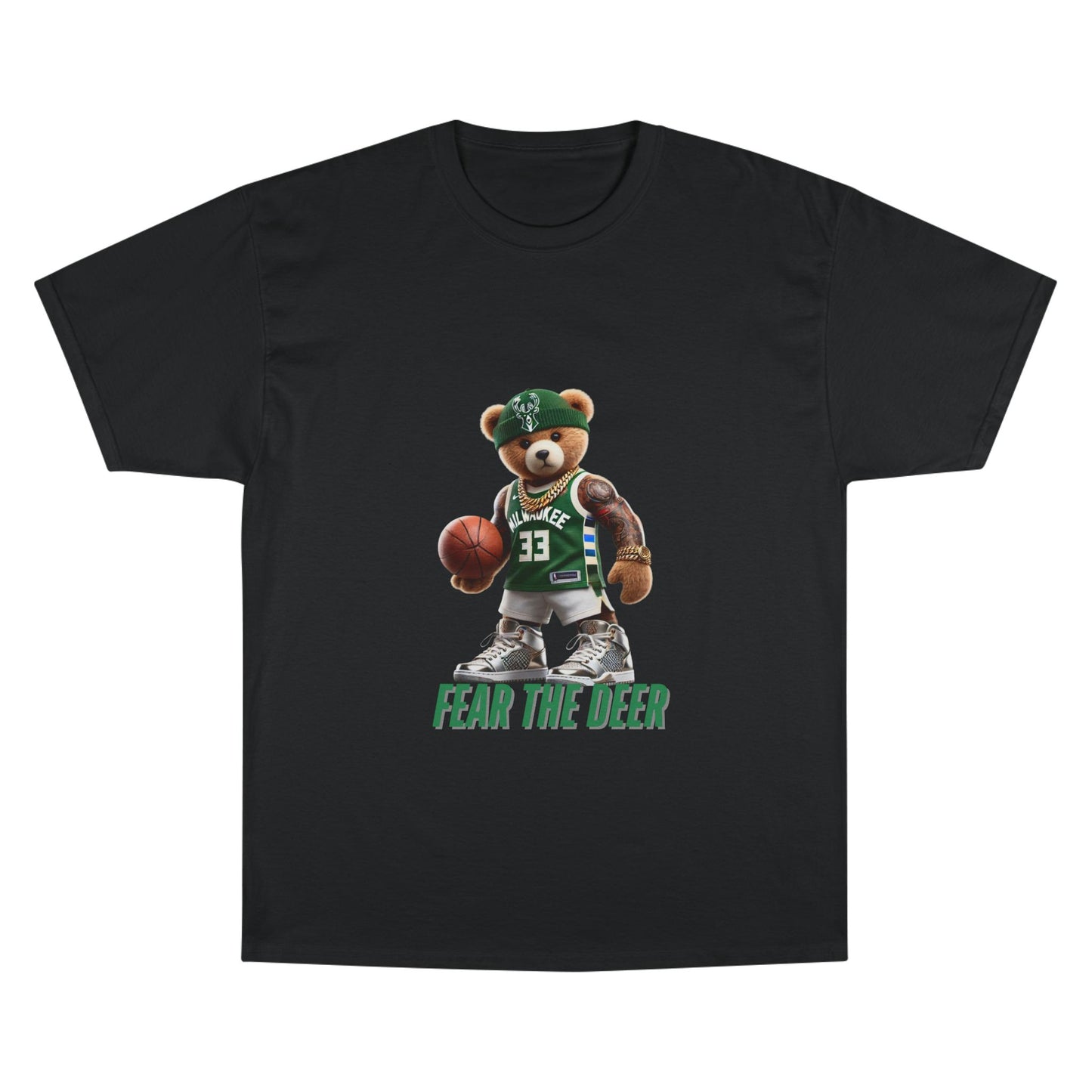 Champion T-Shirt with Fear the Deer Design for Sports Lovers, Gift for Basketball Fans, Casual Wear, Team Spirit Shirt