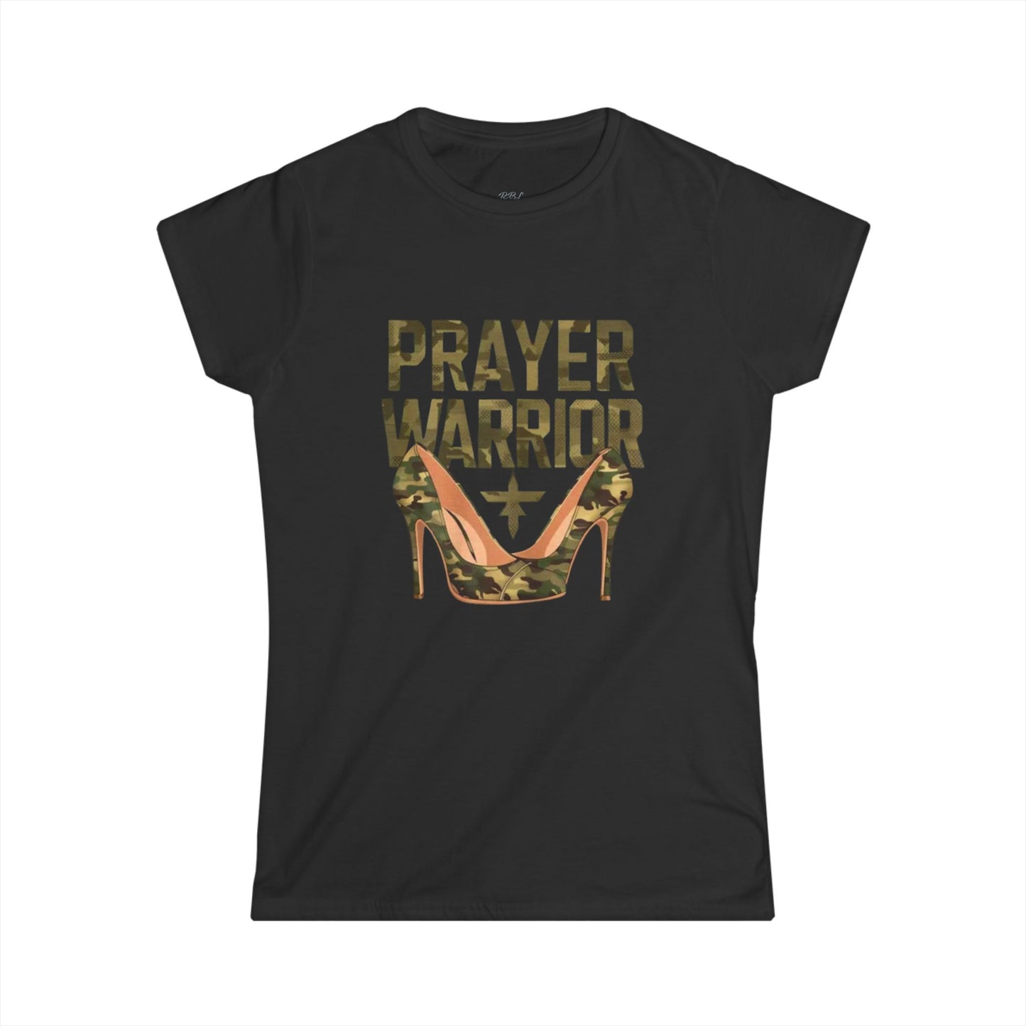 Prayer Warrior Women's Softstyle Tee - Camo High Heels Graphic Shirt