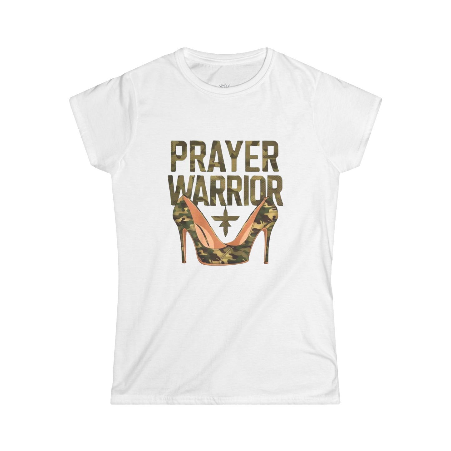 Prayer Warrior Women's Softstyle Tee - Camo High Heels Graphic Shirt
