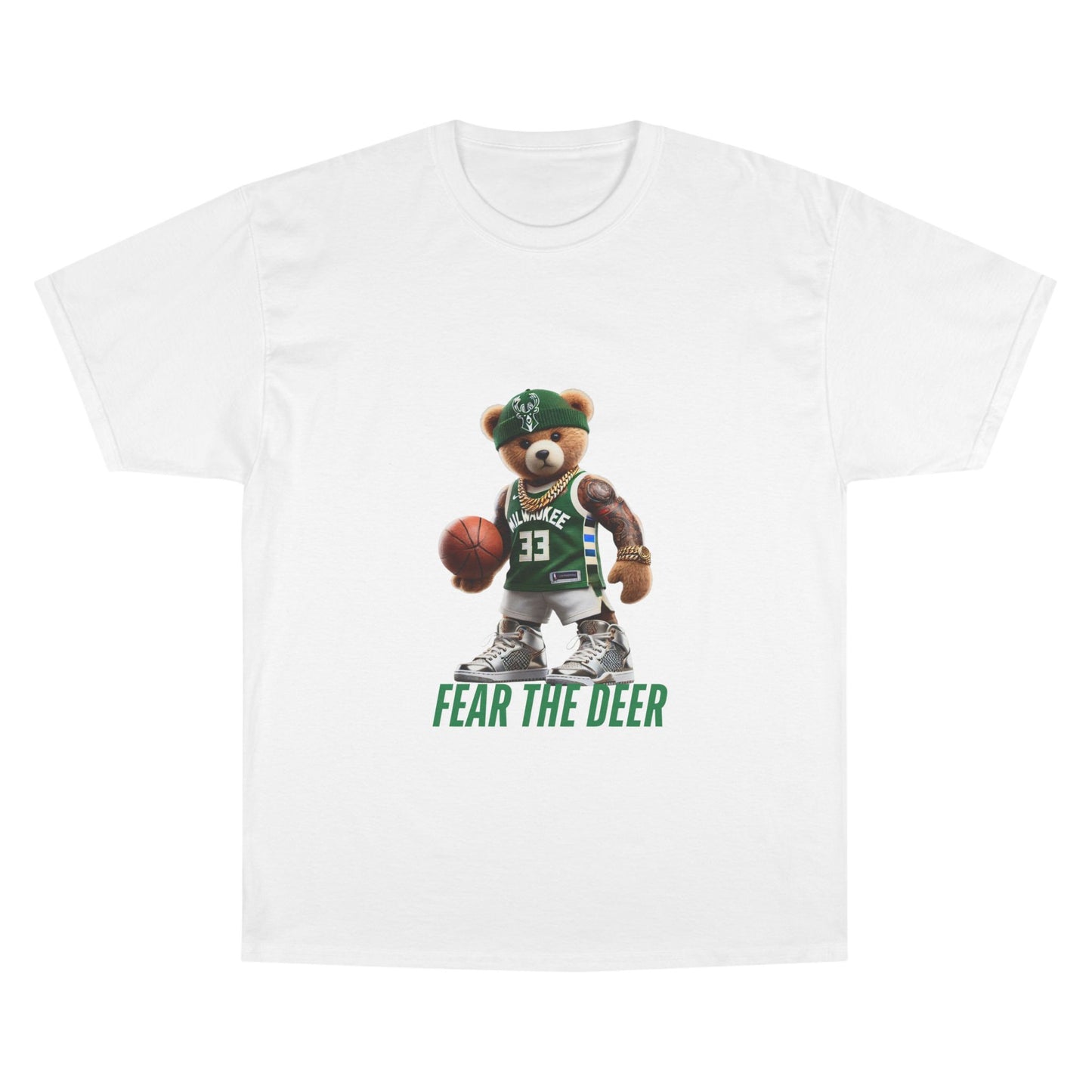 Champion T-Shirt with Fear the Deer Design for Sports Lovers, Gift for Basketball Fans, Casual Wear, Team Spirit Shirt