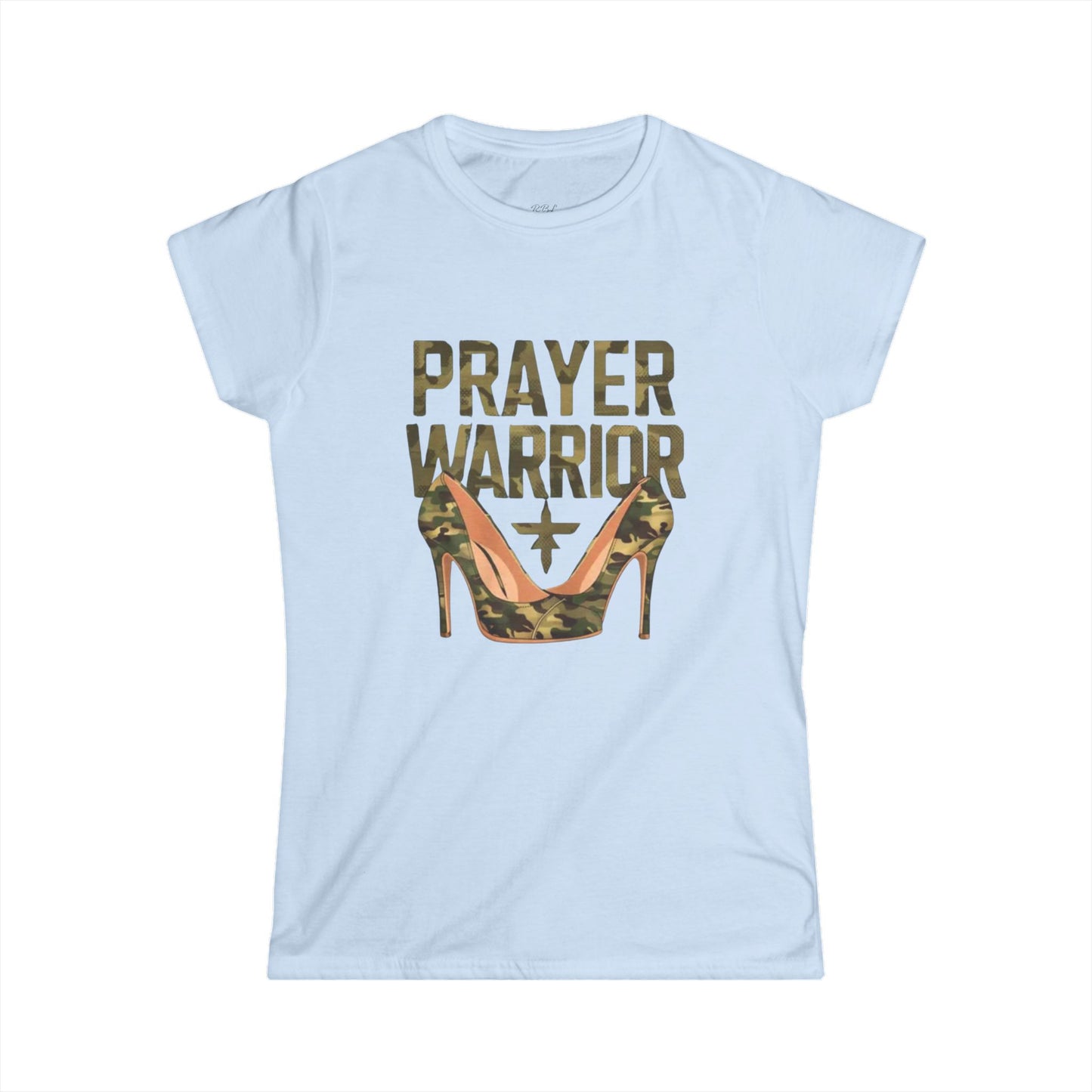 Prayer Warrior Women's Softstyle Tee - Camo High Heels Graphic Shirt
