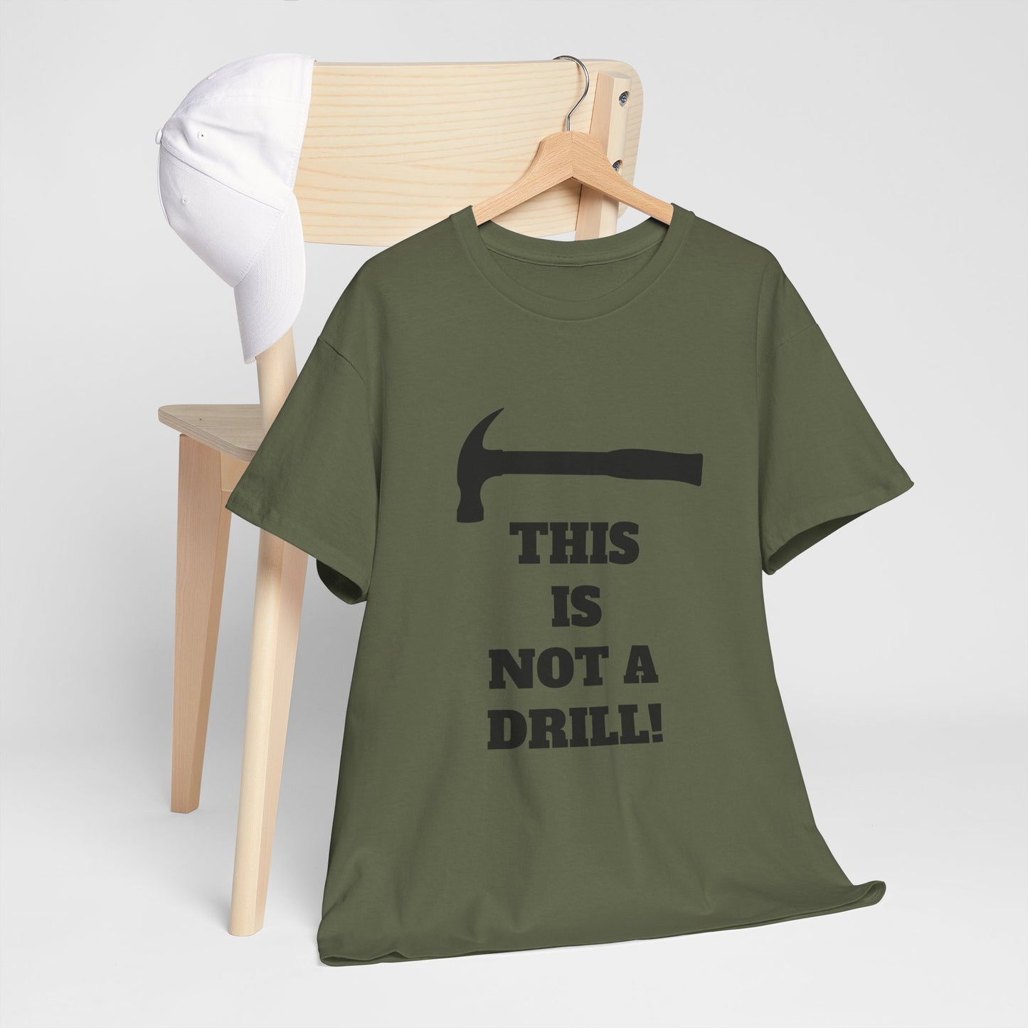 Humorous Unisex Heavy Cotton Tee - 'This Is Not a Drill' - Funny Gift for DIY Enthusiasts, Casual Wear, Housewarming, Men & Women