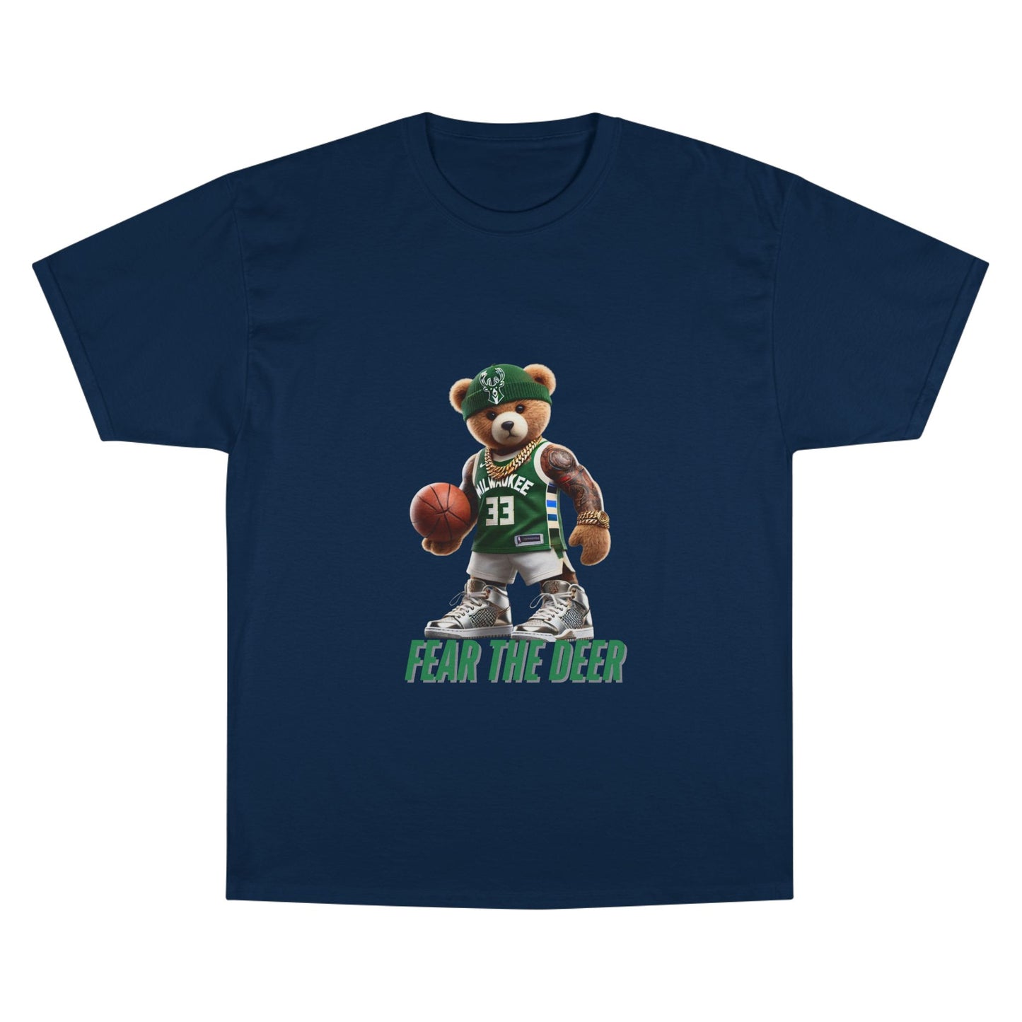 Champion T-Shirt with Fear the Deer Design for Sports Lovers, Gift for Basketball Fans, Casual Wear, Team Spirit Shirt
